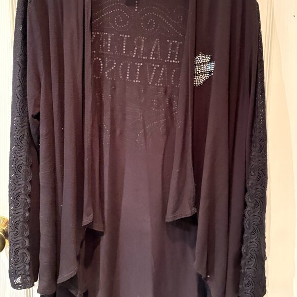 LADIES HARLEY DAVIDSON OPEN CARDIGAN WITH LOTS OF BLING - Picture 2 of 6